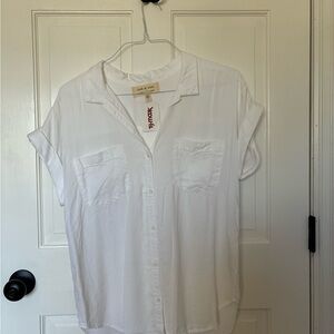 cloth & stone White Short Sleeve Button-Down Shirt